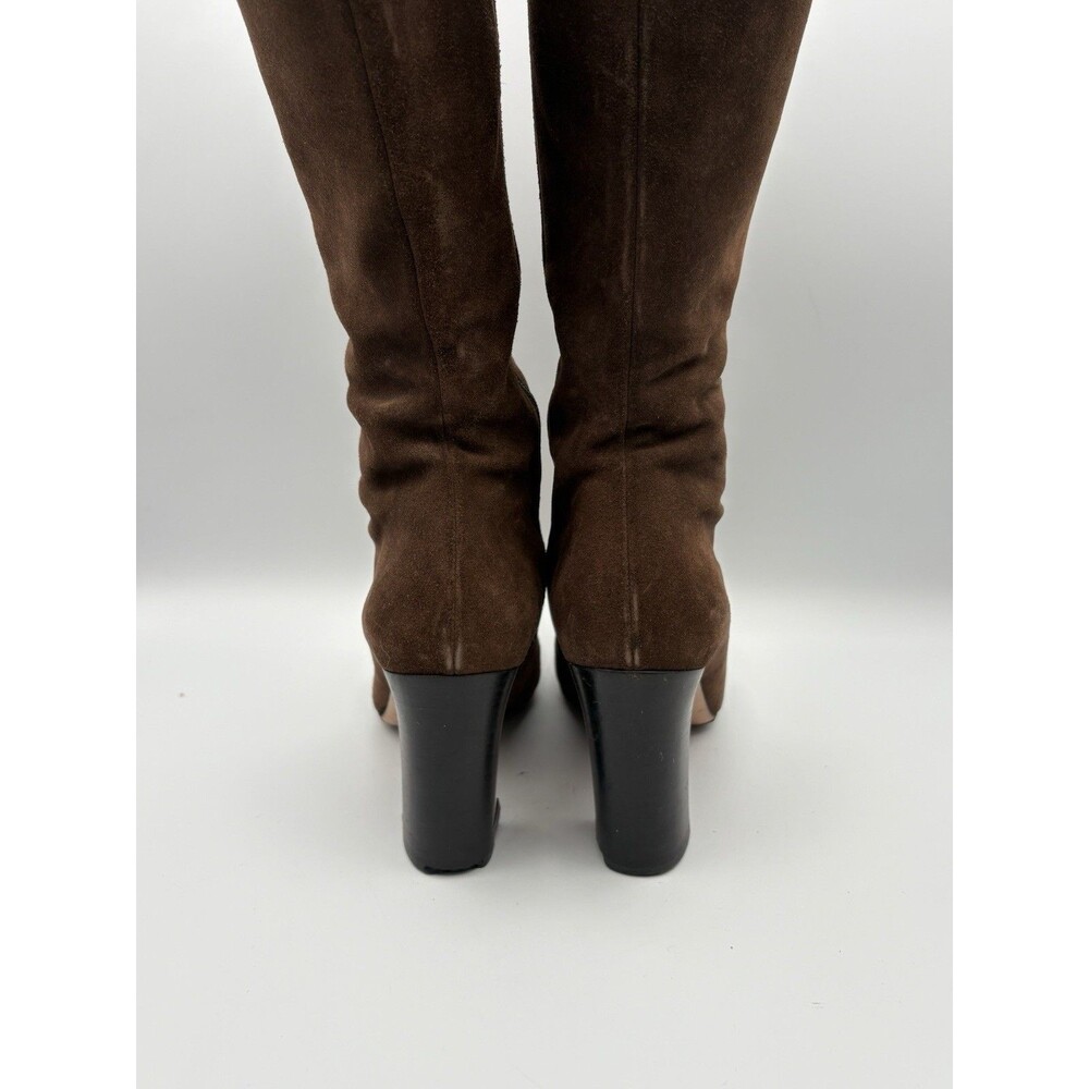 Gucci Brown Suede Knee High Boots GG Logo Accent Silver Horse-bit Size EU 36.5 - Picture 5 of 14